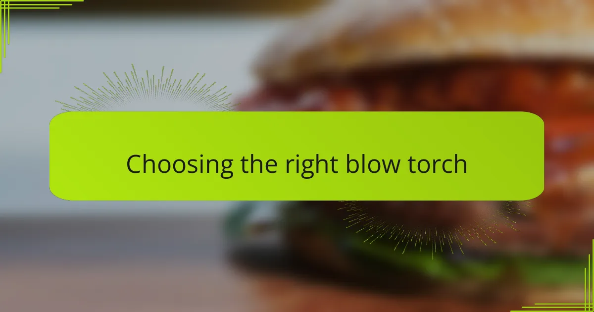 Choosing the right blow torch