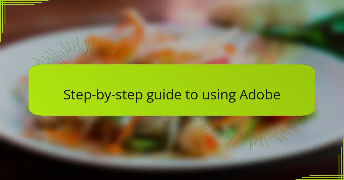 Step-by-step guide to using Adobe