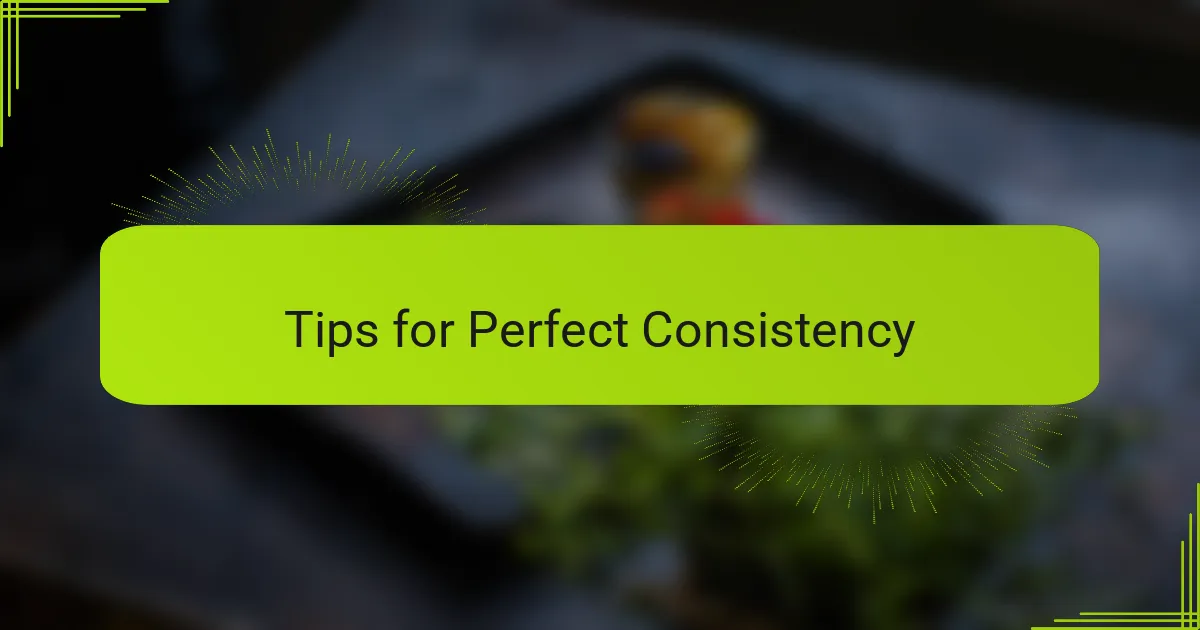 Tips for Perfect Consistency